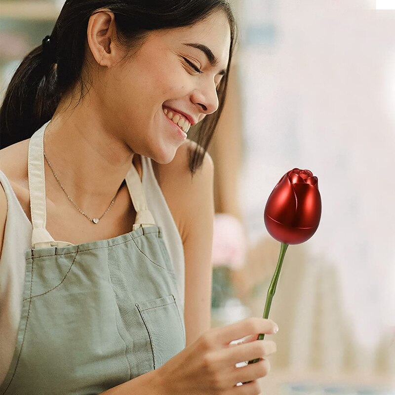 Fiori di rosa rossa per sempre conservati con supporto fiore di rosa in metallo con confezione regalo anniversario festa della mamma decorazioni di nozze