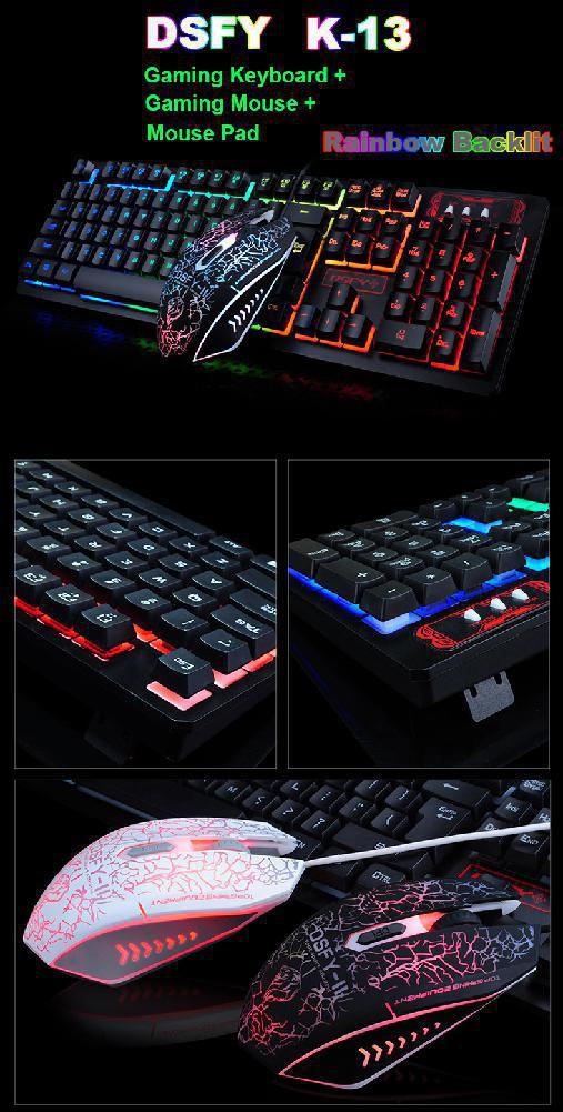 Backlight Usb Wired keyboard+mouse Set 2400DPI Gaming Keyboard And Mouse Set for PC Laptop PS4