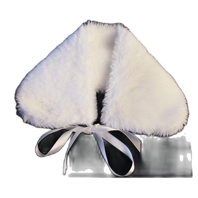 Collo di pelliccia per bambini autunno inverno mantella calda sciarpa spessa bianca con scialle elegante