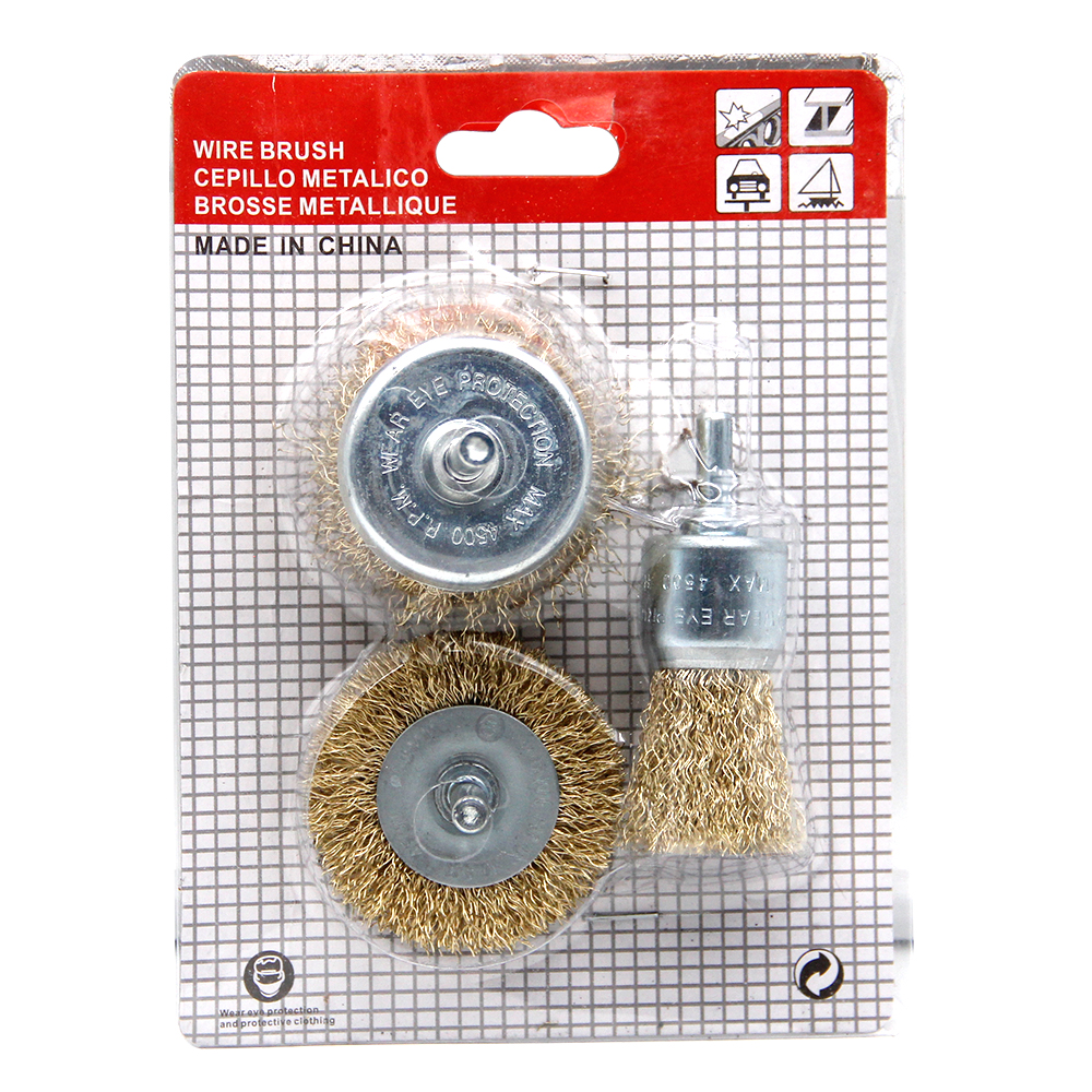 Cepillo de alambre con forma de cuenco en forma de T, taladro eléctrico, varilla de rueda de acero, pulido, eliminación de óxido, accesorio de herramienta de taladro eléctrico, 3 uds.
