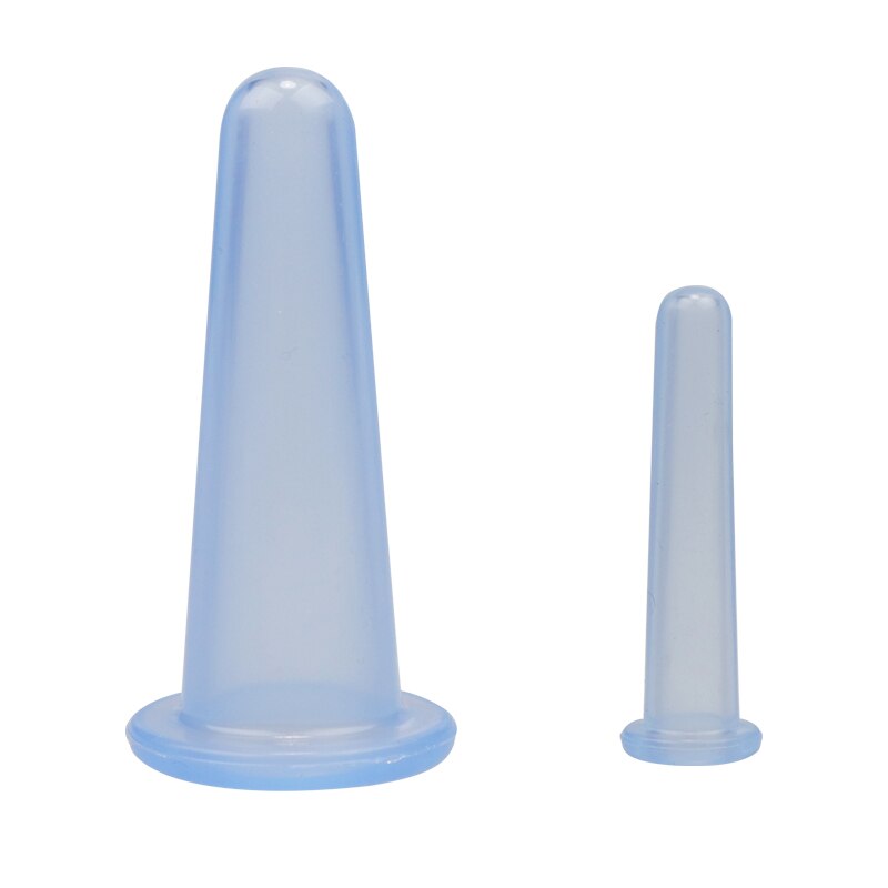 4Pcs Pot Siliconen Vacuüm Cupping Blikjes Voor Massage Ventouse Anti Cellulite Zuignappen Gezicht Lichaam Pijn Massage Masajeador: 2PCS Blue