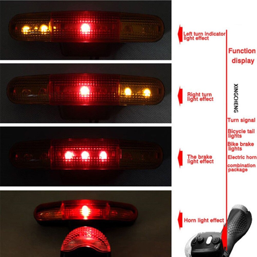Bike turn signal brake LED light with horn LED Bicycle Bike Turn Signal Directional Brake Light Lamp 8 sound Horn light#40