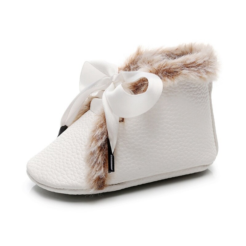 -né bébé bottes en simili cuir polyuréthane hiver anti-dérapant velours premiers marcheurs filles garçons doux semelles chaussons enfant en bas âge Bowknot à lacets chaussures: W / 13