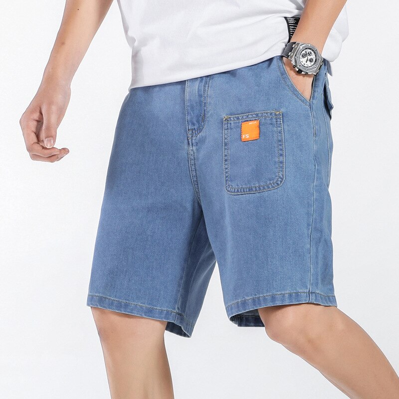 Plus størrelse herres jeans shorts sommer korte fragt bukser mænd afslappet blå rip curl korte jeans mandlige løse denim shorts