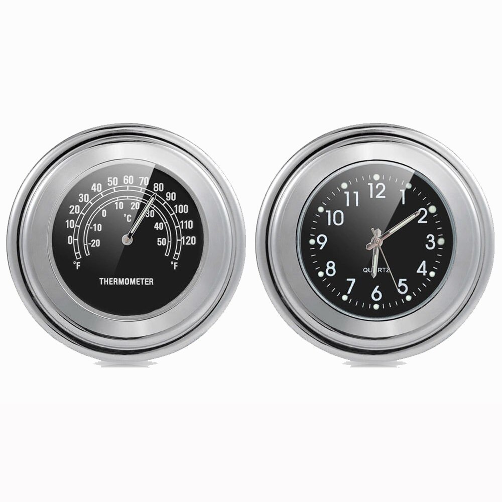 Thermomètre-horloge de guidon de Moto, 22-25MM, horloge de montre, jauge de température pour Yamaha Kawasaki: Black clock Temp