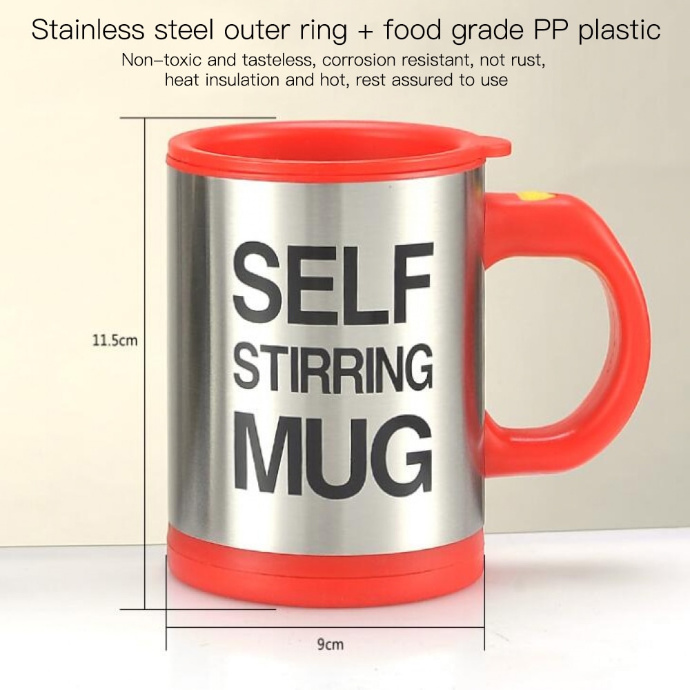 350ml Automatic Self Stirring Mug Coffee Milk Mixing Mug Stainless Steel Thermal Cup Electric Lazy Double Insulated Smart Cup 5: Red