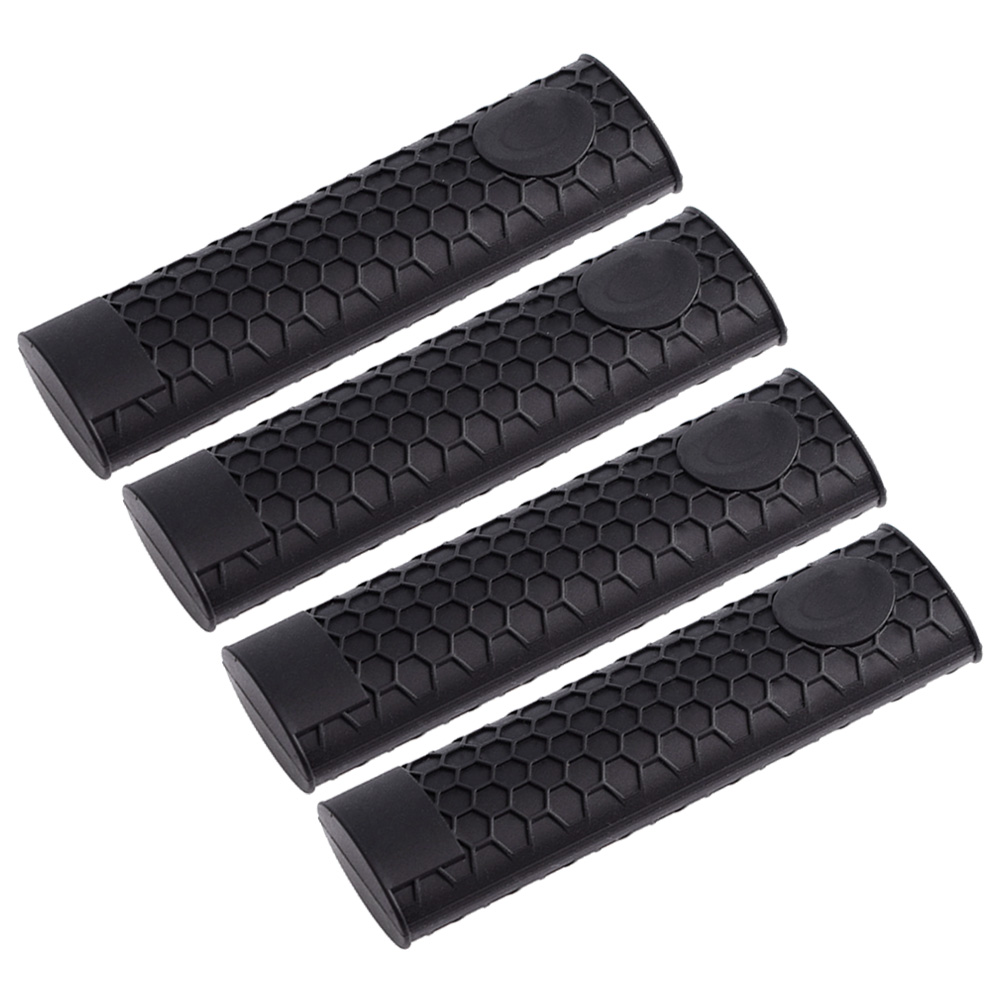 4 Pcs Pot Handvat Houder Siliconen Antislip Hittebestendige Mouw Grip Pan Handvat Cover Pannenlap Voor Metalen Frituren pannen Koekenpannen: Black