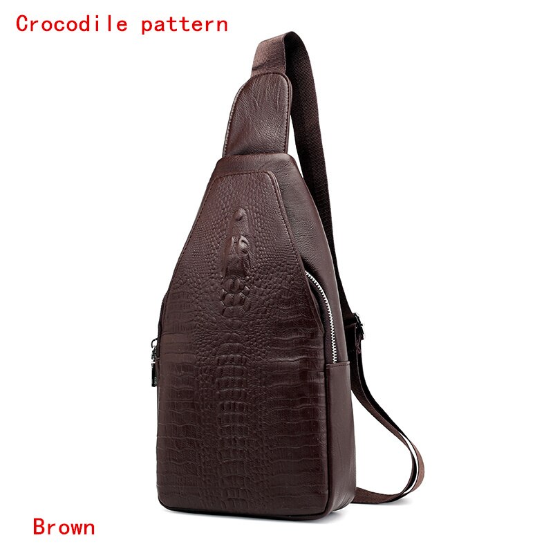 Heren crossbody tassen heren borsttas messenger bag leren schoudertassen diagonaal pakket rugzak reizen: Krokodillenpatroon 2