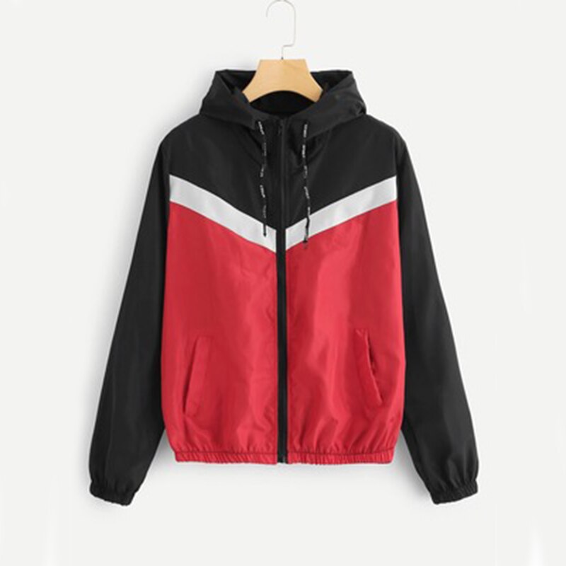 Chaqueta cortavientos con capucha y cremallera para mujer, chaqueta impermeable ligera para deportes al aire libre y senderismo, informal, a la , nueva: A / S