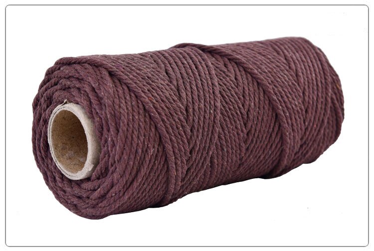 4mm 100%  bomuldssnor farverig reb ledning beige snoet håndværk macrame snor gør-det-selv bryllup hjem tekstil dekorative forsyning 100m: Brun