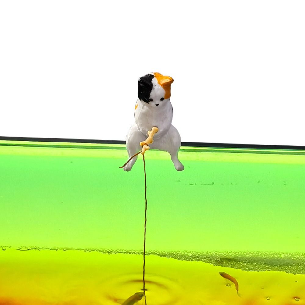 Easy Use Micro-landscape Aquarium Tanks Decor Kitten Fishing Ornament Miniature Figurines Fish Tank Ornaments Cat Statue
