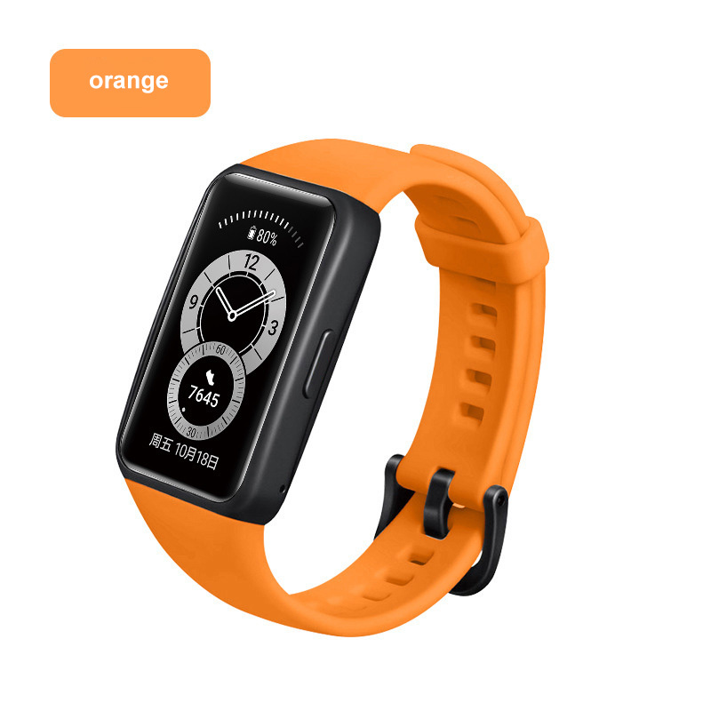 Band Voor Huawei Horloge Band 6 Voor Huawei Smart Horloge Armband 6 Band Met Tpu Zachte Beschermhoes Full Screen protector Case: orange Strap