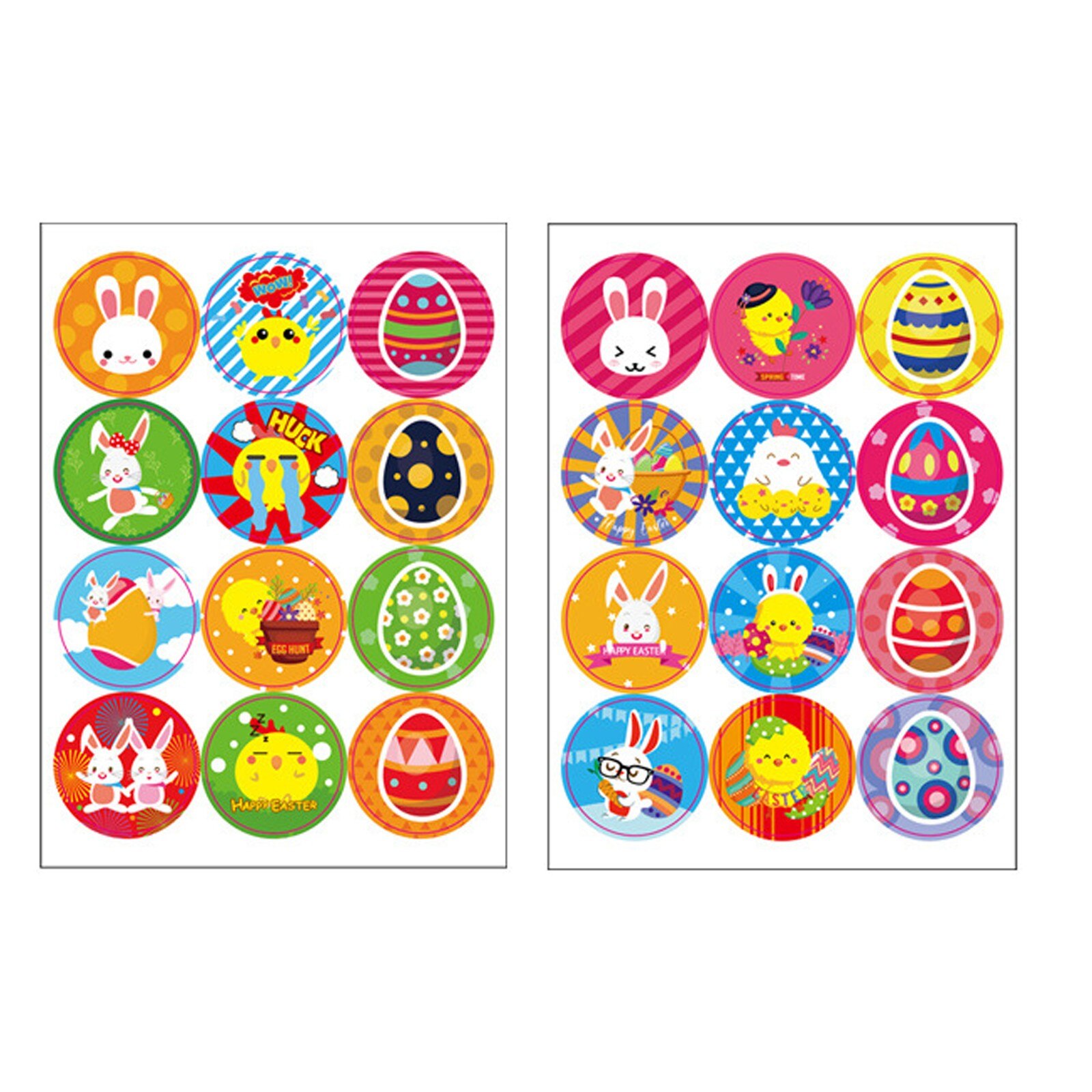 VPOUERY 2 Rouleaux D'autocollants De Pâques - 16 Styles, 1000 Feuilles Au Total, Diamètre 2,5 Cm