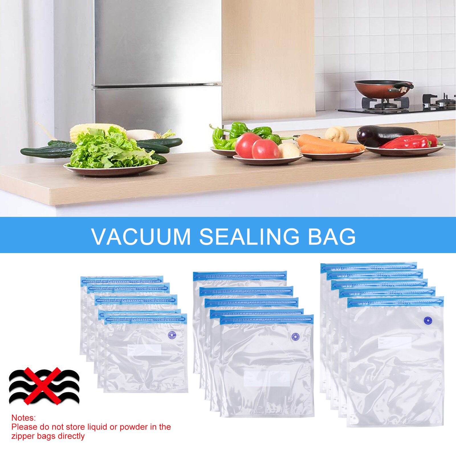 Uxcell 10-Pack Reusable Sous Vide Vacuum Bags – 34cm X 30cm, PE/PA Zipper