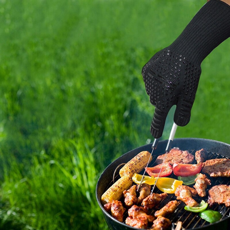 Värmetåliga tjocka silikonhandskar för bbq grillvantar diskdisk bakning grill ugn stekhandskar kök eldfasta handskar