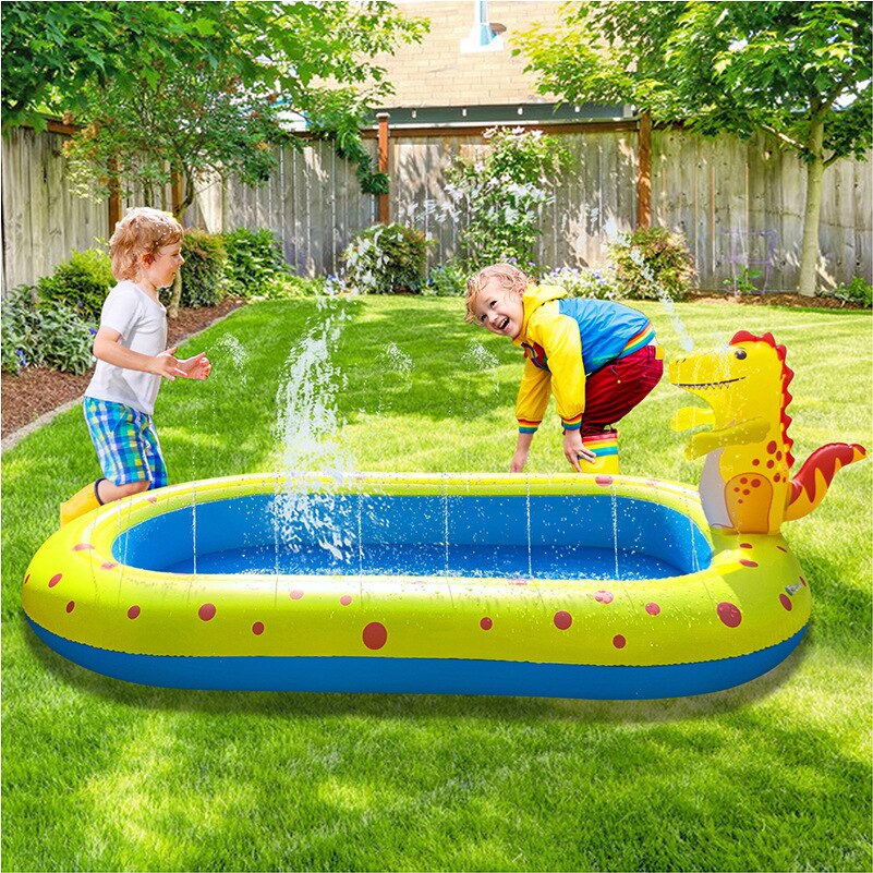 Cartoon Inflatable Dinosaur Fountain Outdoor Dolphin Watering Mat Children&#39;s Water Toys Frog Swimming Pool Shark Swimming Pool