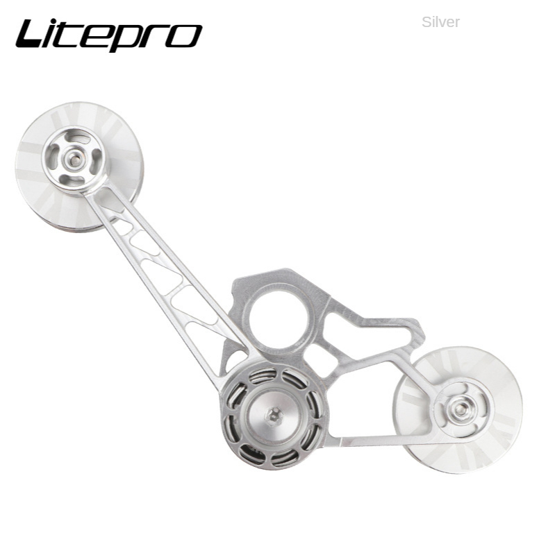 CATAZER Aluminum Alloy Chain Tensioner Guide Wheel Tension Device CNC Chain Tension Adapter For Brompton: Silver