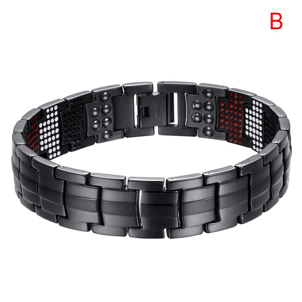 Newly Electroplated black 4-IN-1 Anion Magnetic Bracelet 591 Elements Titanium Men Bracelets: b