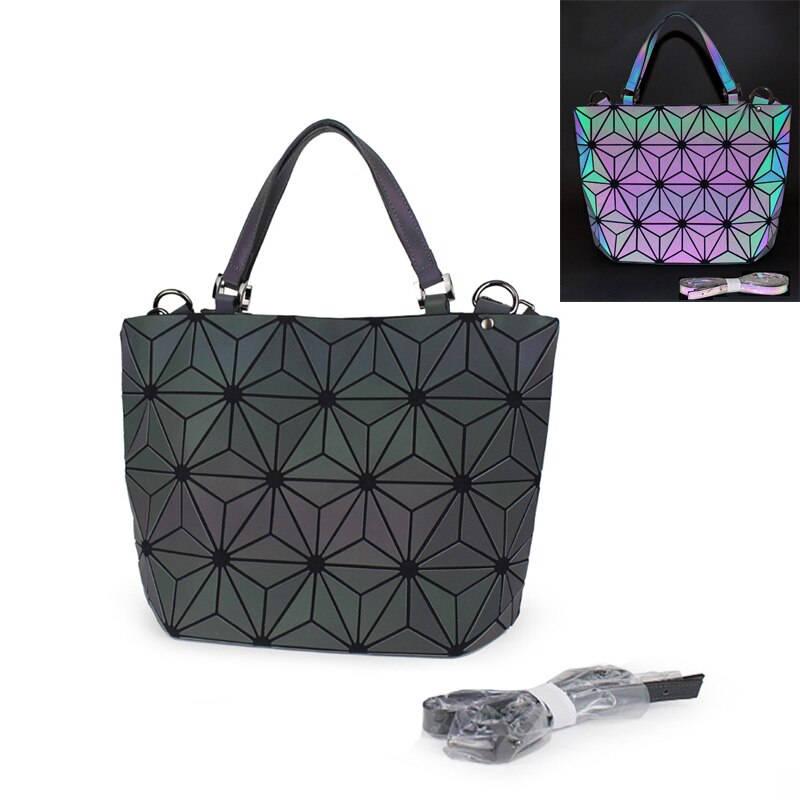 Blumen Poesie Frauen Bao Tasche Neue Geometrie Pailletten Spiegel Saser Einfachen Klapp Taschen Leucht Handtasche Frauen lässig Tote Bao Tasche: Mittel C