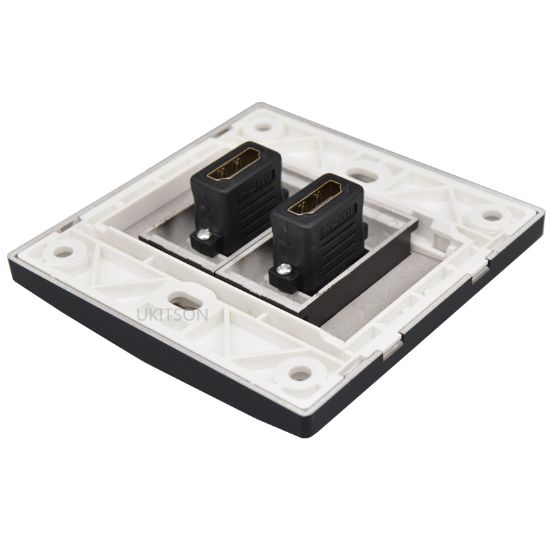 2 porte sort farve hdmi frontplade 86mm high definition multimediegrænsefladestik til dvd hd tv projektor stik vægpanel