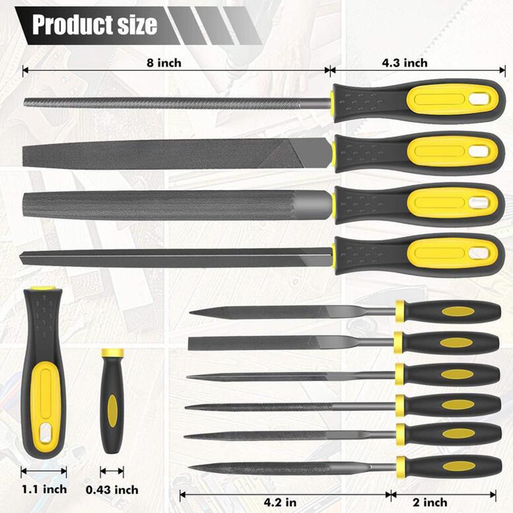 19PCS Metal File Set Heavy Duty Carbon Steel Files Sharping Tool with Steel Brush for Woodwork Glass Ceramic