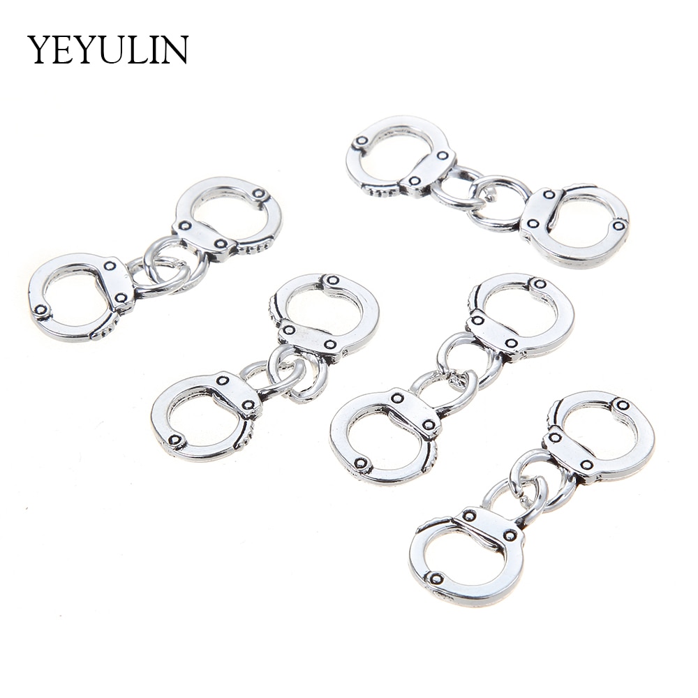 50pcs Trendy Alloy Handcuffs Connector Beads Charms Pendants DIY Bracelets Jewelry Making Ornament Accessories 30mm