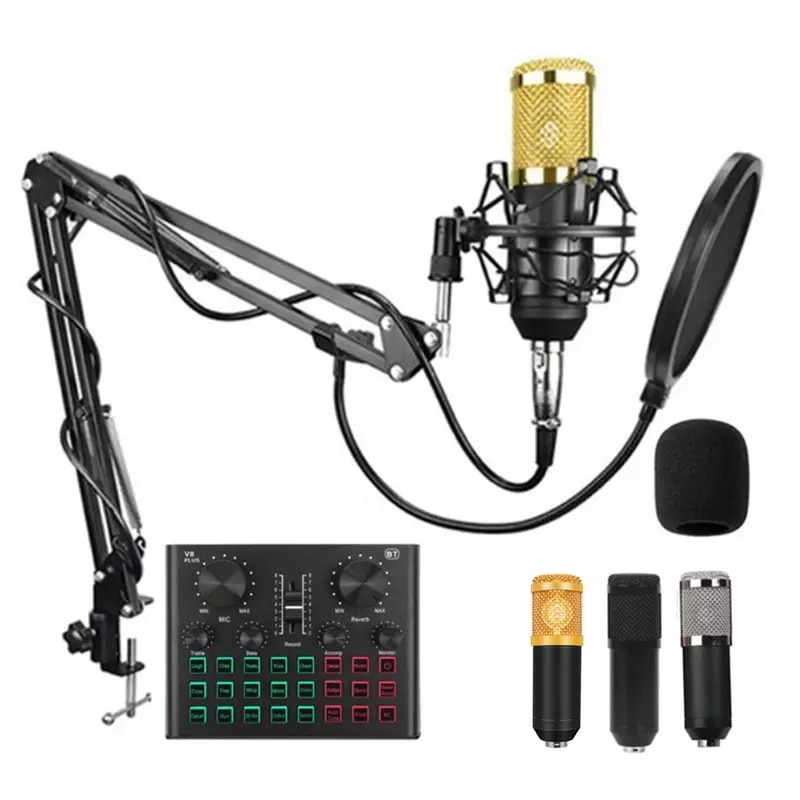Bm 800 Microfoon Met V8 Plus Geluidskaart BM800 Microfoon Professionele Condensator Microfoon Voor Pc Podcast Gaming Tiktok Dj
