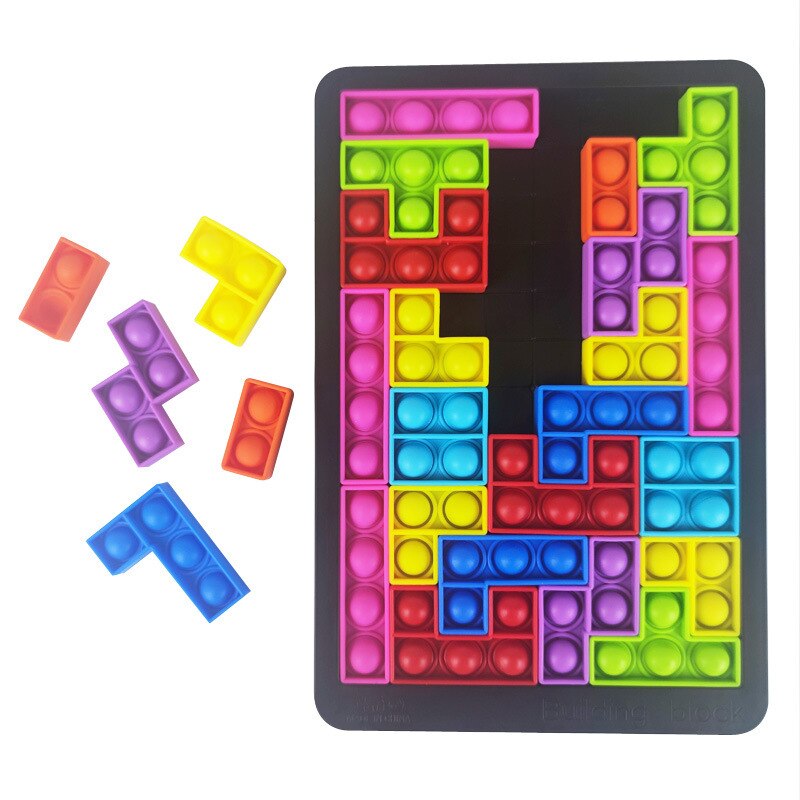 Tetris Pop It – jouet anti-Stress pour adultes, anti-Stress, doux, Squishy, puzzle pour enfants,