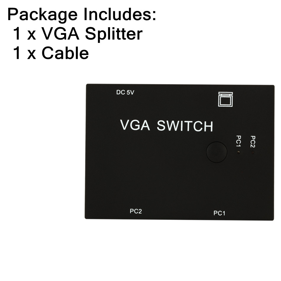 2 In 1 Out Vga Switcher 2 Poort Vga Switch Box Vga Voor Consoles Set-Top Boxes 2 Hosts delen 1 Display Notebook Projector: Default Title