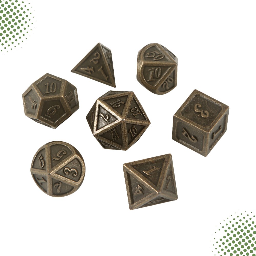 7 pièces en métal polyèdre dés numéros créatifs dés multi-facettes dés pour divertissement jeux de société multi-facettes dés Bronze