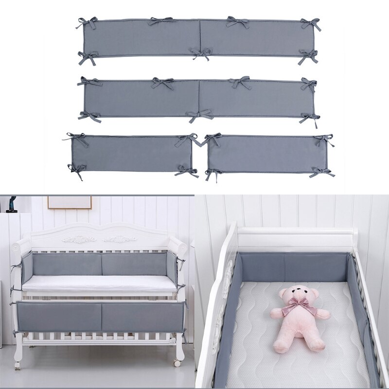 Parachoques para cuna de bebé, Protector de cuna para recien nacidos, almohadas, cojín para cama infantil, esterilla, ropa de cama, decoración de habitación, 4 Uds.