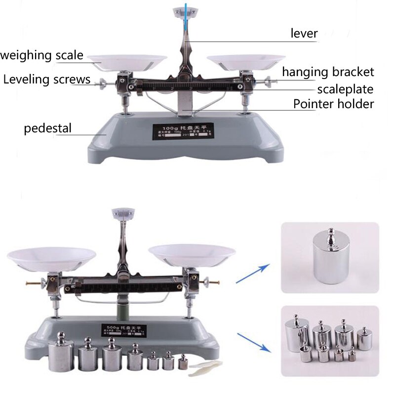 (500g/0.5g) Laboratory counter balance & weight sets Lab Balance Mechanical Scale