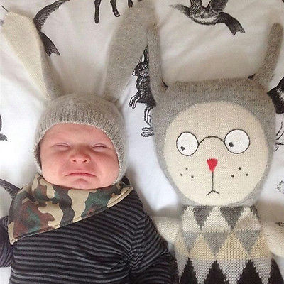 Bebis kanin öron mössa spädbarn småbarn höst vinter stickade mössor för barn bebis kanin mössa mössor tillbehör fotografi rekvisita