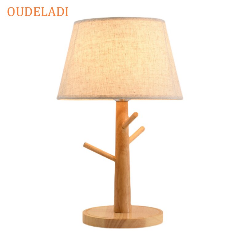 Trebordlampe stofflampeskjerm soverom nattbordlampe varm romantisk hjem stue soverom arbeidsrom lesebordlampe