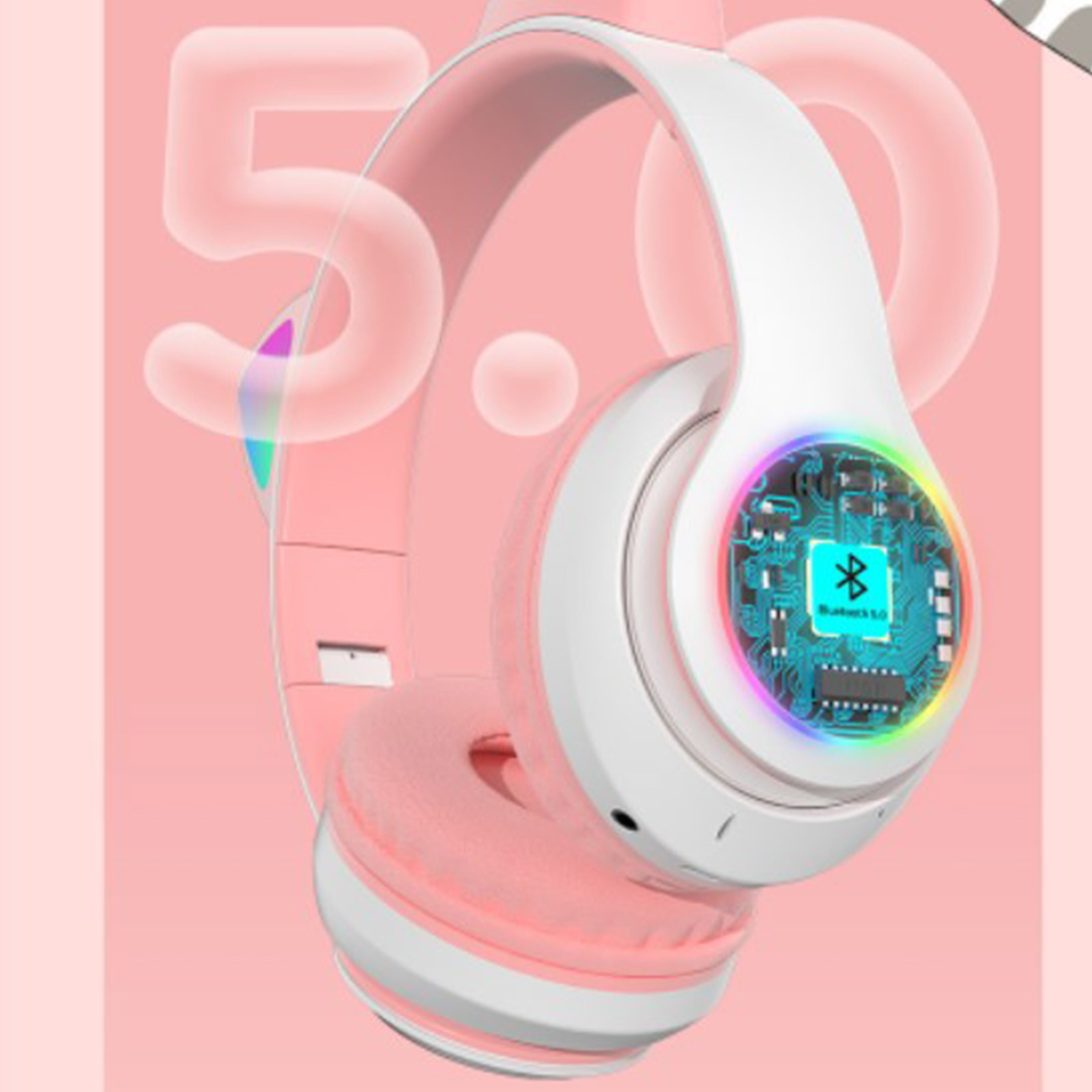 Auscultadores para jogos de cabeça para crianças, compatível com Bluetooth 5.0, auscultadores sem fios