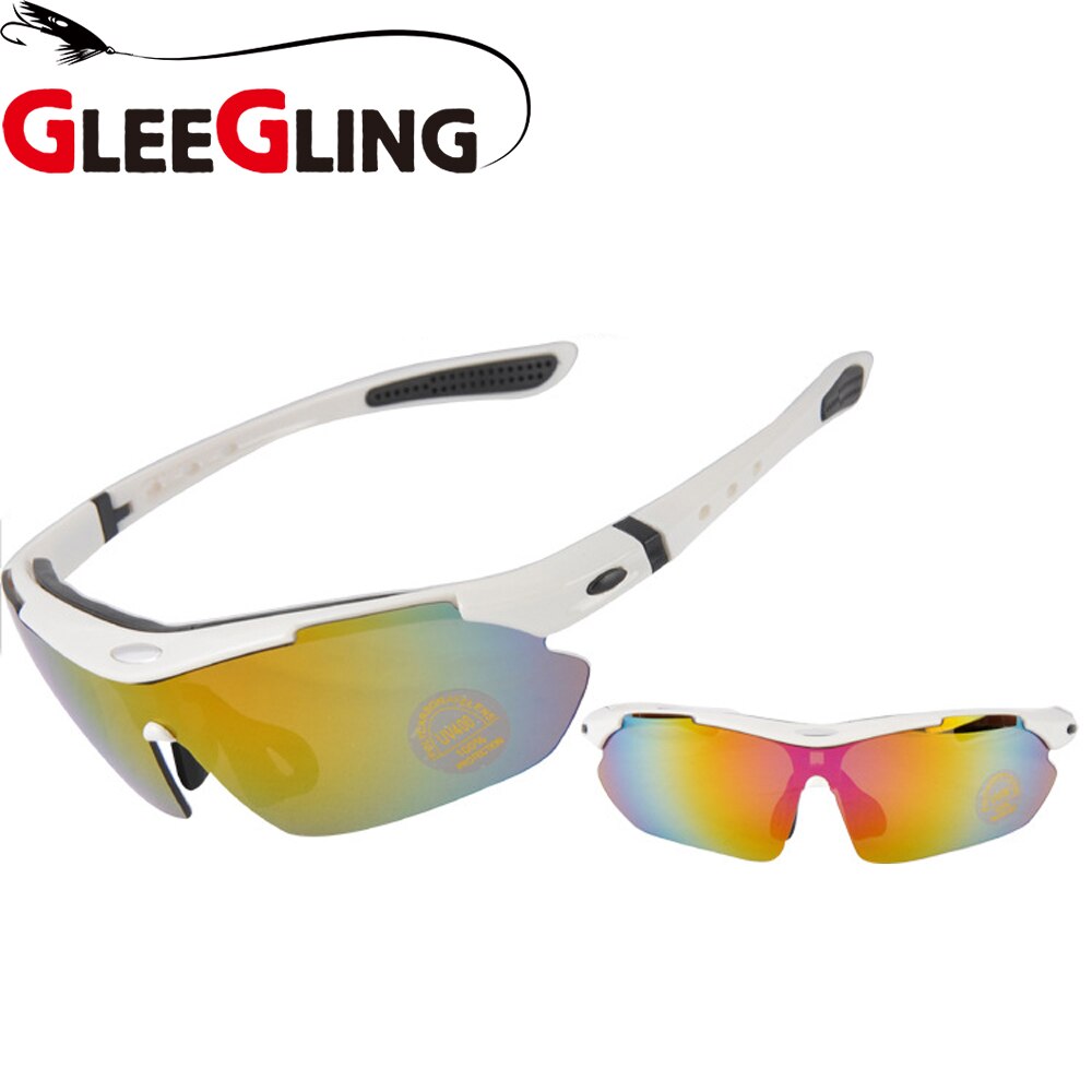 GLEEGLING 9400 1Set 5 Lens Man Vissen Gepolariseerde Zonnebril Lunette Polarisantes Homme UV400 Zonnebril Over Bril Gepolariseerde: White