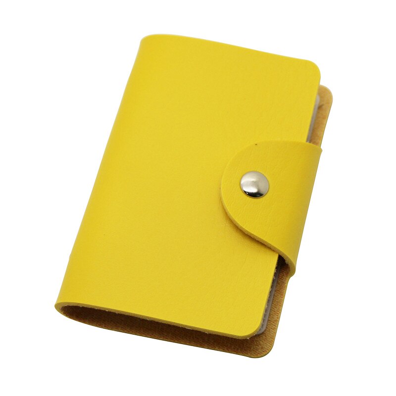 Porte-cartes de crédit 24 Bits, en PU, couleur unie, grande capacité, rangement, Clip, organisateur, étui pour identification, pochette: style 1 yellow