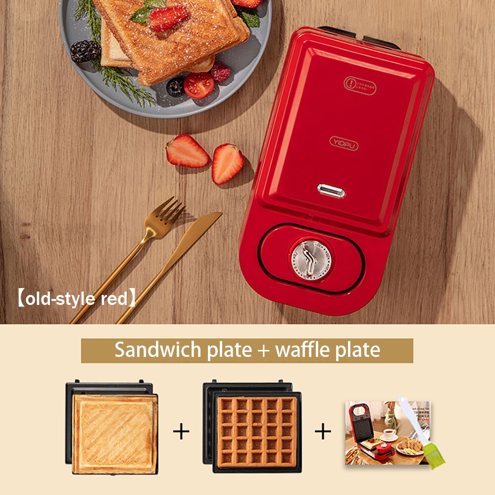220V Multifunction Breakfast Machine Electric Sandwich Maker Waffle Maker Toast Pressure Toaster: B1  red 220V