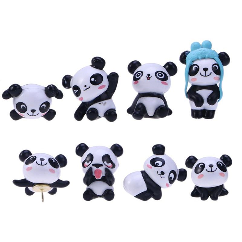 Panda form häftstift söt tecknad teckning nål trycknålar för kartor kalender 8 st: Default Title