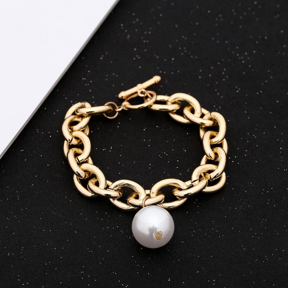Berlockimitation pärla armband armband för kvinnor armband steampunk lås chunky kedja armband vän par smycken: 8