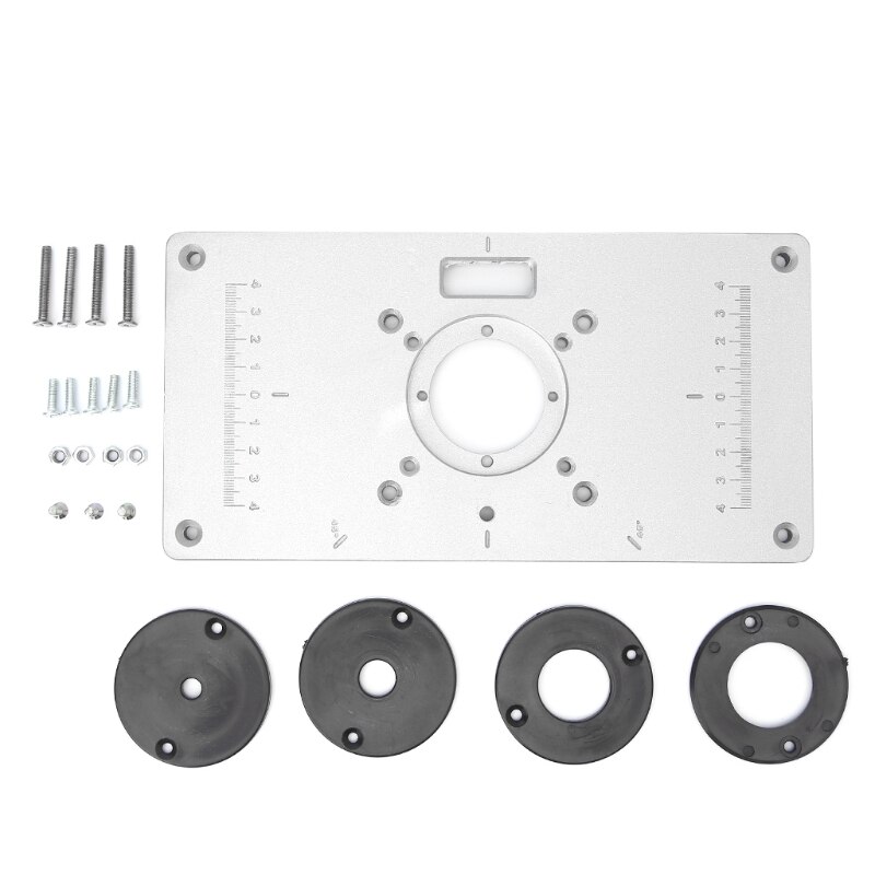 700C Aluminum Router Table Insert Plate For Woodworking Benches with 4pcs Insert Rings Engrving Machine