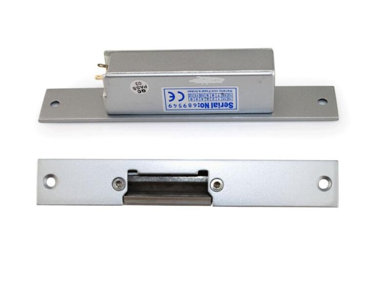 Electric strike door latch for home automatic door opener fail safe only