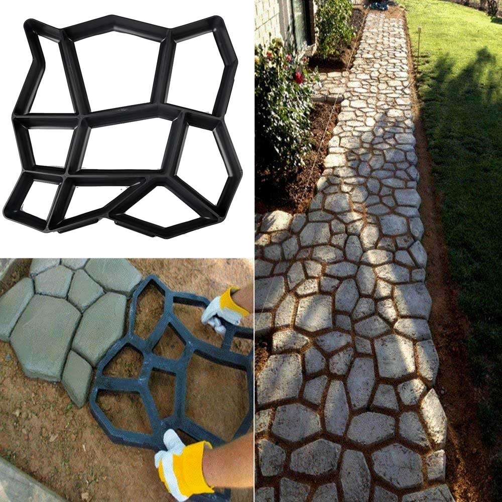 Herbruikbare Steen Patroon Path Maker Bestrating Bestrating Bestrating Beton Stepping Stone Mal voor DIY Tuin Yard Patio Gazon 43x43 cm