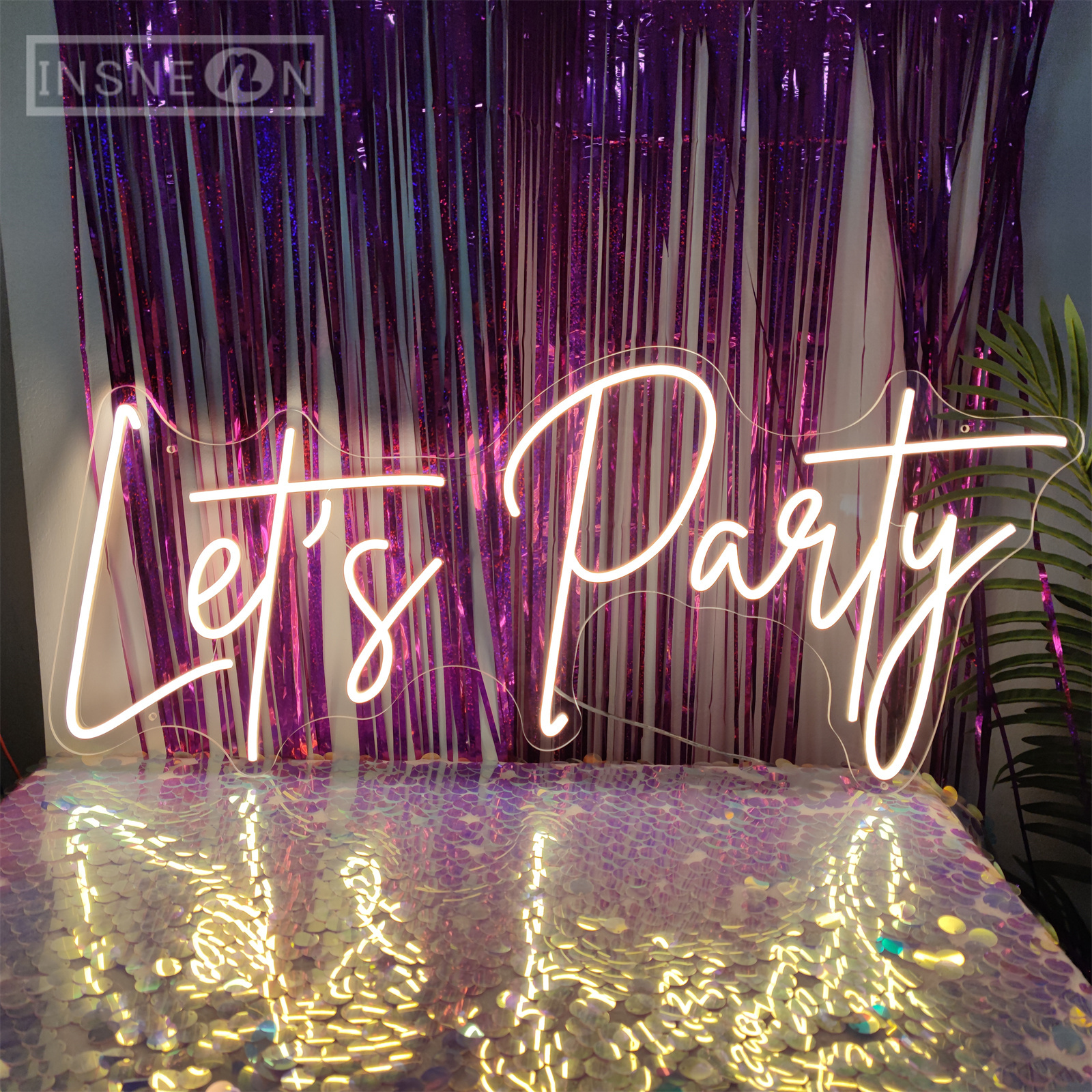 Lets Party Neon Sign LED-verlichting voor kamermuur Bruiloft Verjaardag Bachelorette & Engagement Kunstdecoratie Nieuwjaar Kerstdecoratie