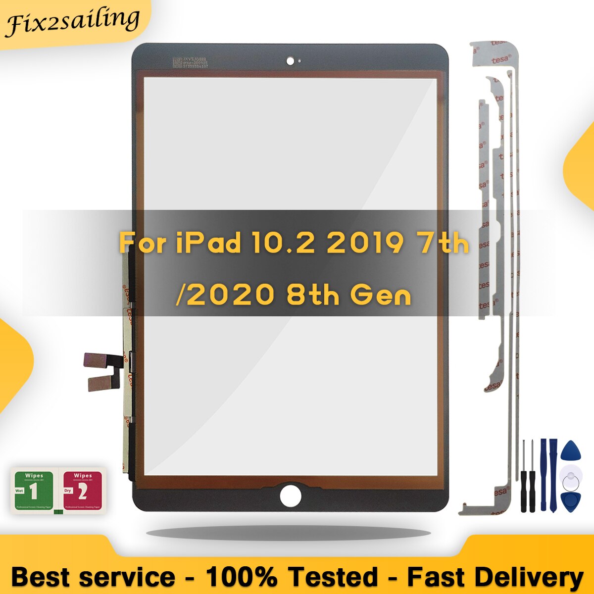 10.2 &quot;Touch Screen Voor Ipad 7 7th Gen/Ipad 8 8th Gen A2197 A2198 A2200/a2428 A2429 A2430 Buitenste Display Glass Panel Tes