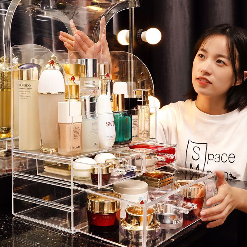 Drawers Makeup Organizer With Lid Clear Jewelry Storage Box Large Storage Case Clear/Transparent Desk Organizer