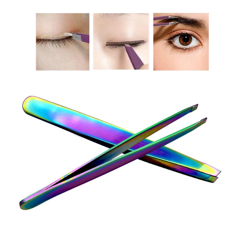 Angled Eyebrow Tweezers Stainless Steel Face Hair Removal Eye Brow Trimmer Eyelash Clip Cosmetic Eyebrow Clip Beauty Makeup Tool