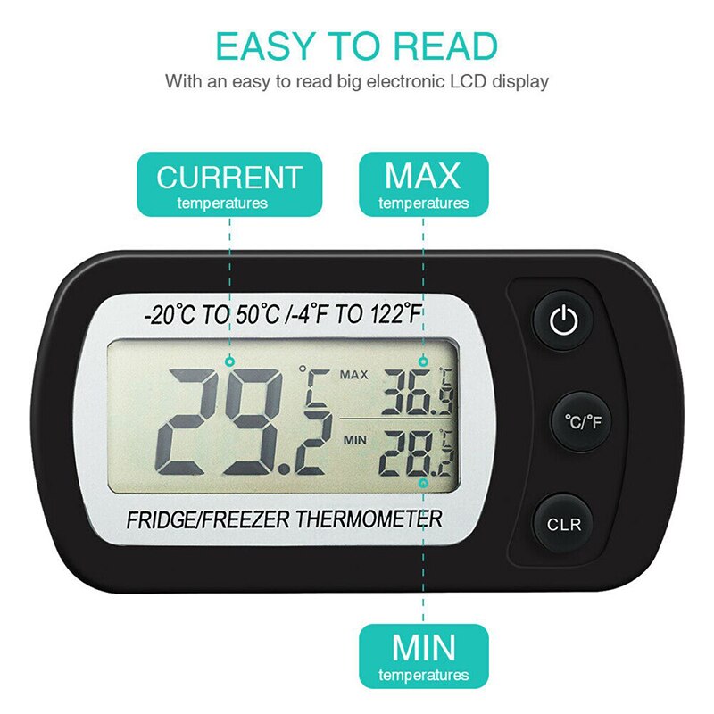 LCD Digital Screen Precision Refrigerator Thermometer Fridge Freezer With Adjustable Stand Meter Detector Thermometer Hygrometer
