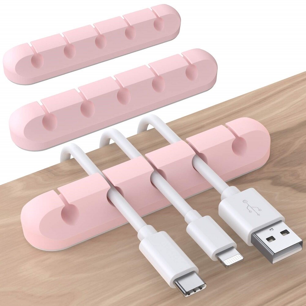 Mulit Protect Usb Cable Protector 5Hole Organizer for Cable Management Table Organizer Desktop Organizers for Office Tapa Cables: Pink 3 pack