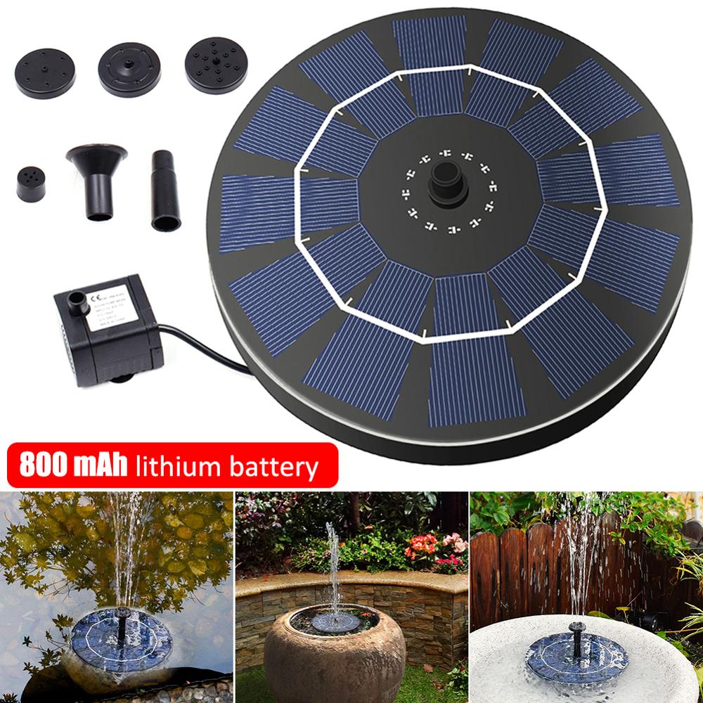 800mAh Solar Powered Fountain Garden Pool Pond Solar Panel Floating Fountain Garden Decoration Water Fountain Built-in Battery